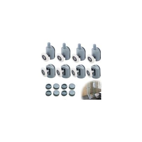 Roulette Porte Coulissante Douche 8 Pièces Roulettes pour Porte de Douche 23mm Galets de Porte de Douche Roulettes Cabine de Douche pour Salle de Bain, 4 Supérieures et 4 Inférieures (1/4)