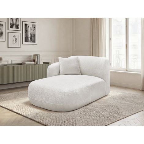 BOBOCHIC - Méridienne avec accoudoir pour canapé modulable ANDA tissu chenille Angle gauche Blanc