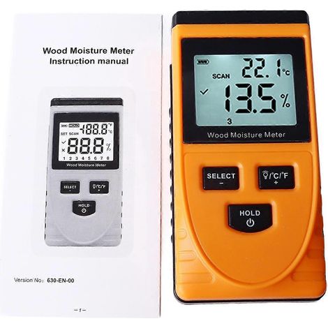 WT630 Holzfeuchtemessgerät, stiftlose Induktion, 8 Einstellstufen, multifunktional, zerstörungsfreie Feuchtigkeitsmessung (1/4)