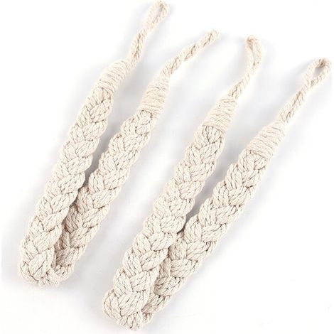 4 beige handgewebte Gardinenhalter, gestrickte Gardinenseil-Raffhalter, gestricktes Gardinenzubehör für die