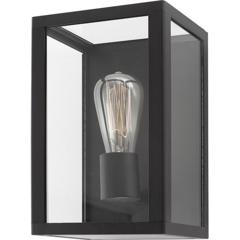 Merano Austin Lanterne Murale Extérieure Aluminium Noir Verre Clair LED E27 IP54