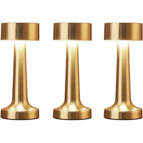Lampe de table rétro LED rechargeable tactile en métal, 3 couleurs, intensité variable, lumière d'ambiance, lampe de bureau, décoration de bar ou de chambre, veilleuse (1/5)