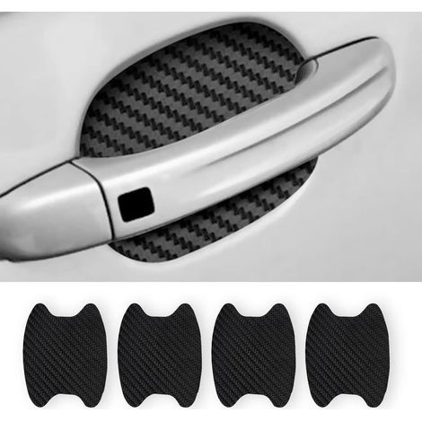 Paquete de 4 fundas de fibra de carbono para manijas de puertas de coche, película protectora antirrayas para manijas de puertas de coche, se adapta a la mayoría de las manijas de puertas de coche (ne