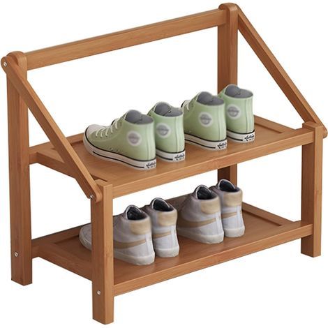 Meuble à chaussures,Étagères à Pliables en Bambou,Porte-Chaussure,Range Chaussures Gain de Place,sans Installation, pour Support de Fleurs,Entrée,Salon,Vestiaire et Couloir,2 Layers 50cm (1/5)