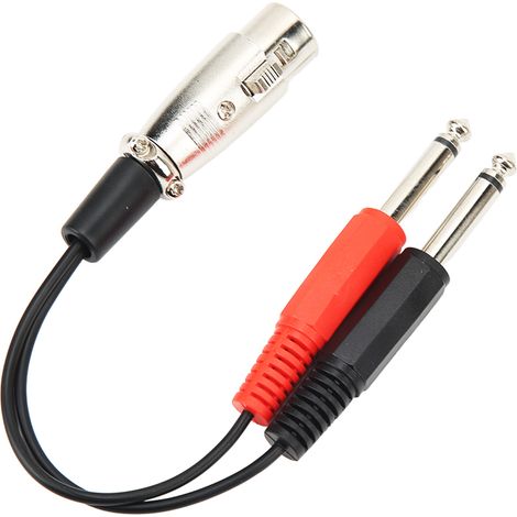 Câble répartiteur audio en Y double jack 6,35 mm mâle vers XLR femelle, adaptateur convertisseur microphone XLR femelle vers double jack 6,35 mm mâle, 20 cm (7,9 pouces) (1/5)