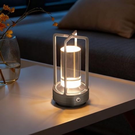 Lampe de table rechargeable sans fil portable en métal 3 couleurs (1/5)