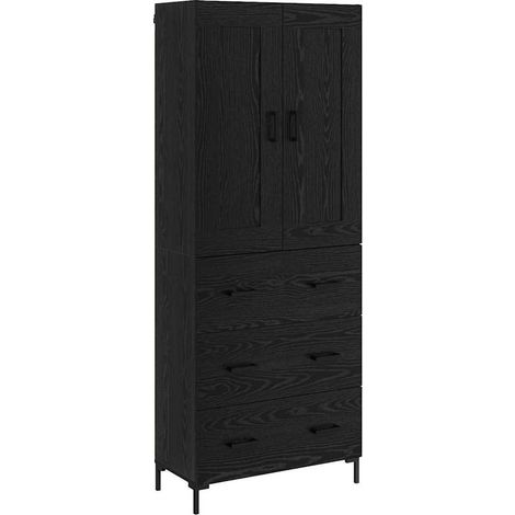 Maison Exclusive - Credenza con cassetto 2 pcs Rovere Nero Legno multistrato