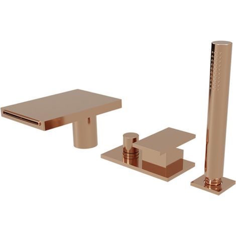 Ensemble mitigeur bain douche sur gorge Or Rose Tabula - CRISTINA ONDYNA TA18146P (1/2)