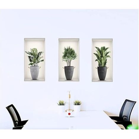 3 Pièces Autocollants de Plantes en 3D Amovibles Autocollants Muraux DIY, Décoration Art Déco Bureau Maison Salon Chambre Décoration Murale (1/5)