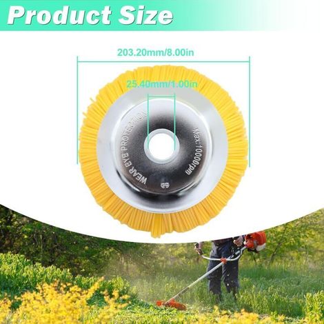Nylon-Bürstenkopf für Freischneider, 200 mm x 25,4 mm, universelles Rundbürsten-Set zur Unkrautbekämpfung, einfach zu montieren und effektiv zur Unkrautentfernung (1/5)