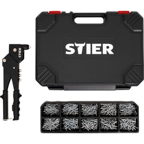 Kit rivets aveugles STIER avec pince à riveter manuelle à 360° et rivets aveugles, 501 pièces (1/5)
