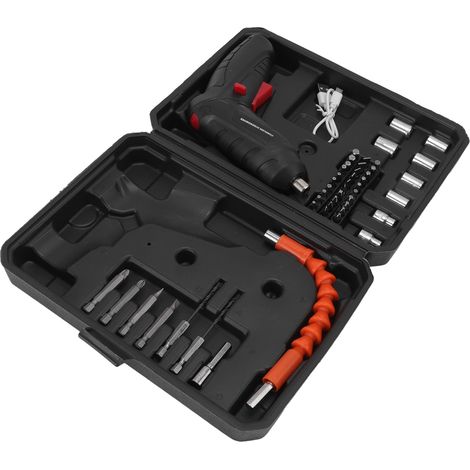 Ensemble de tournevis électrique noir mini sans fil rechargeable USB petite batterie multifonction (1/5)