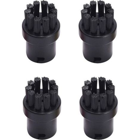 Set of 4 replacement round brushes for Karcher steam cleaners SC1 SC2 SC3 SC4 SC5 SC7 (Black) (1/4)