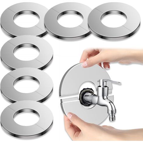 Copritubo per radiatore in acciaio inossidabile, 6 pezzi, rosetta per rubinetto, coprirubinetto miscelatore, rosetta per rubinetto in acciaio inossidabile, copritubo per radiatore diviso, copriforo pe
