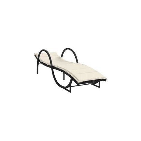 Chaise longue avec coussin noir 60x199x42 résine tressée (1/5)