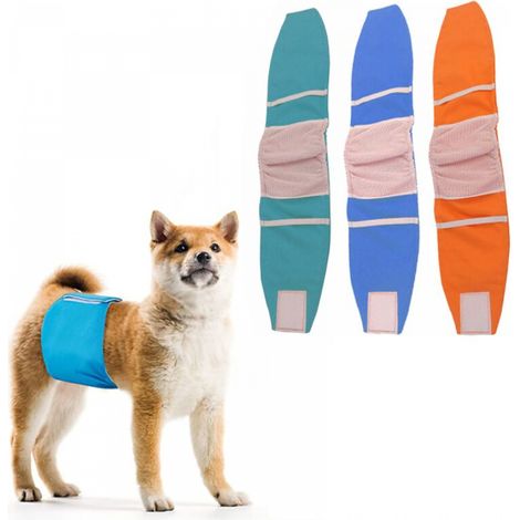 Couche Chien Male Lavable (Lot de 3) - Bandes réutilisables pour Chiens (Solid, M) (1/5)