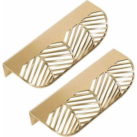 Nazalus-Heißer Verkauf-Goldene Schrankgriffe, 4 Stück Blattform Schrankgriffe Messing Goldene Möbel Küchengriffe Kupfer Türschublade Zuglager (1/5)