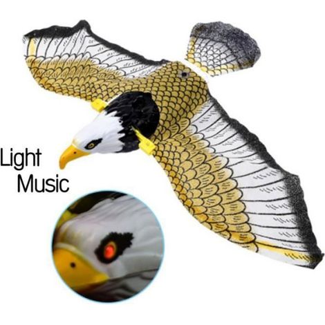 Vvikizy Epouvantail lumineux anti-oiseaux suspendu Aigle avec musique effaroucheuse volante (1/4)