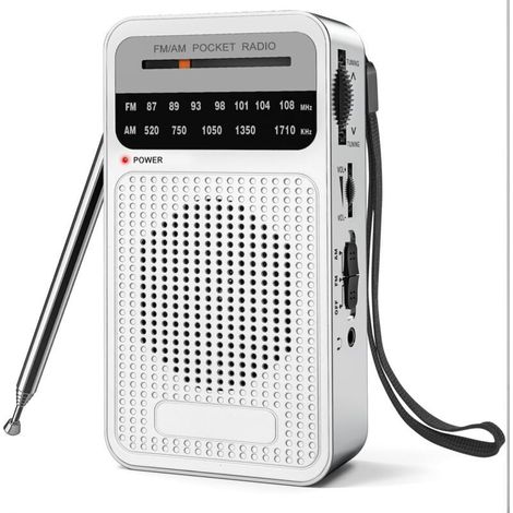 Tragbares AM/FM-Radio, Transistorradio mit leistungsstarkem Lautsprecher, Kopfhöreranschluss, Betrieb mit 2 AA-Batterien für große Reichweite, Taschenradio für den Innen- und Außenbereich
