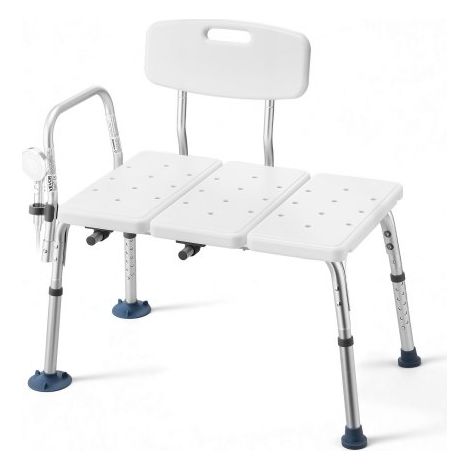 Silla para Bañera con Brazo y Respaldo, Asiento de Bañera Capacidad de 180 kg, Altura Ajustable de 370 a 480 mm, Silla de Ducha para Adultos, Personas Mayores, Personas con Discapacidad (1/5)