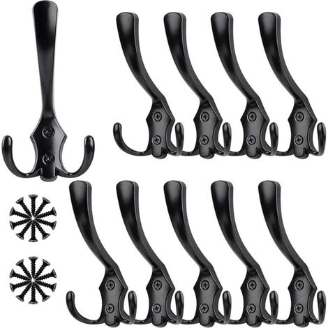 10 Vintage-Türhaken aus Metall, Huthaken, Retro-Doppelhaken aus Metall, Retro-Wandhaken für Küche, Bad und Ankleidezimmer. (1/4)