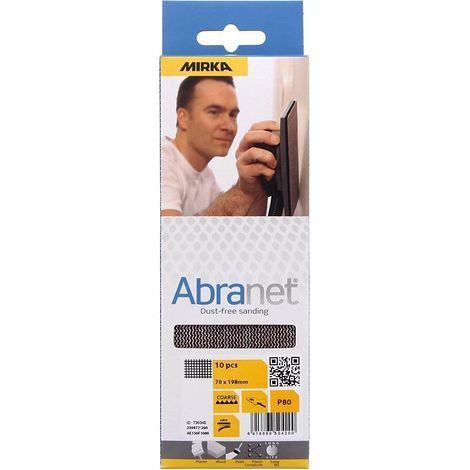 Mirka Abranet strisce di levigatura a rete 70x198 mm a strappo/grana P80 / 10 pz/per levigare legno, stucco, vernice, plastica / AE150F1080