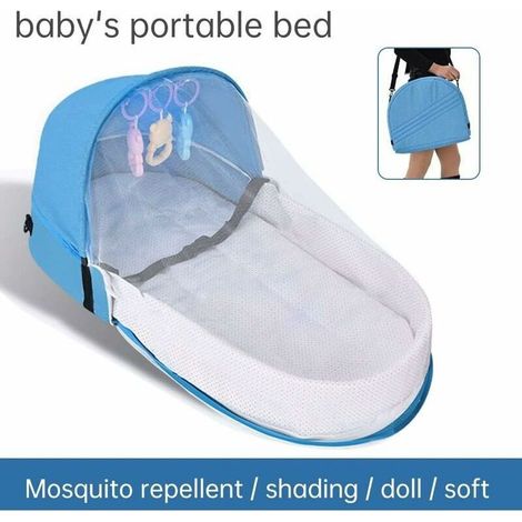 Lit de voyage pour bébé avec moustiquaire, berceau pliable avec moustiquaire, berceau de voyage bionique, nid douillet en coton respirant, lit portable avec moustiquaire pour bébés