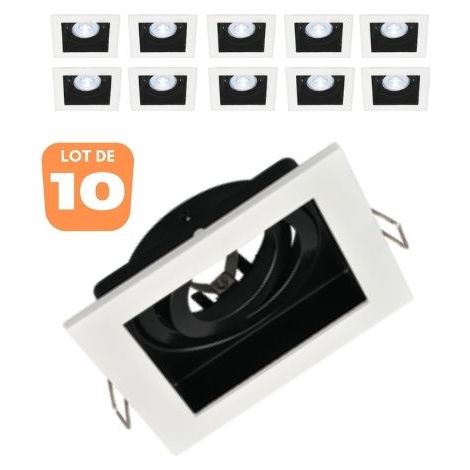 Lot de 10 Supports de spots Beta R4 carré blanc/noir MR16 GU10/GU5.3 (1/5)
