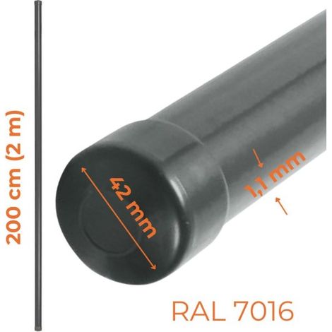 TUBO PER PALO DI RECINZIONE FI 42MM 1.1MM 2M ANTRACITE RAL 7016 - SL 2007016