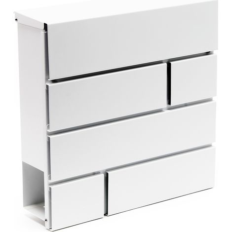 Wiltec – Boîte aux lettres murale ou sur pied verrouillable – Acier galvanisé blanc – Dimensions 370 x 105 x 370 mm – Porte-journaux intégré (1/5)