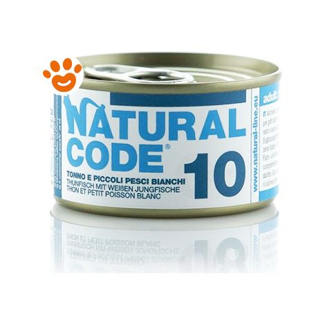 Natural Code Gatto Adulto, in Lattina 85gr 10 Piccoli Pesci Bianchi