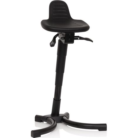 Stehhilfe / Arbeitsstuhl TOP WORK 34 PU schwarz Schaum Metallgestell hjh OFFICE