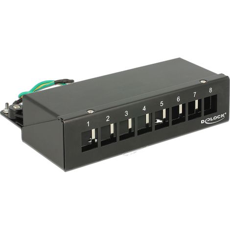 Keystone desktop patchpanel 8 port metall schwarz delock