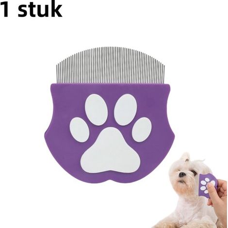 peigne pour animaux – Mini peigne facial – Peigne anti-puces – Convient pour enlever les poils du visage des chats – Accessoires pour animaux – Violet (1/5)