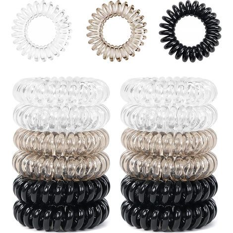12 Pièces Elastique Cheveux Spirale, Elastique Spirale en Plastique, Cheveux Fille, Elastique à Cheveux en Spirale Sans Dommages pour Filles et Femmes (1/5)