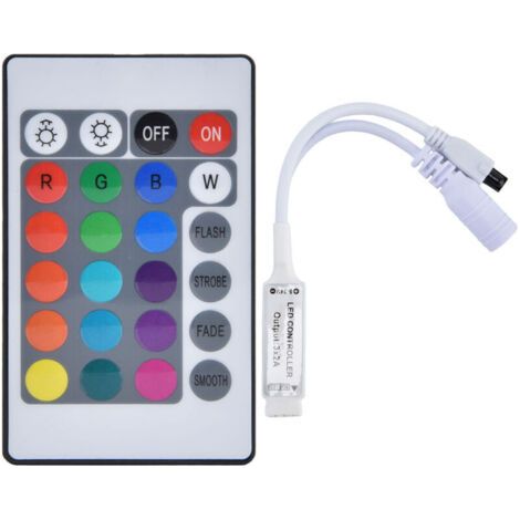 Télécommande IR 24 touches pour bande lumineuse LED multicolore, contrôle sans fil pour éclairage monochrome (1/5)