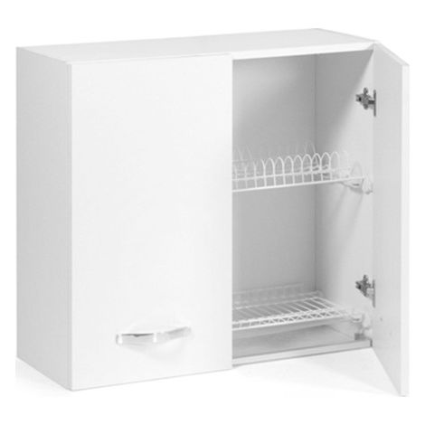 Wandschrank für Abtropffläche für Küche Esche weiß Cm 80x32xH 72 mit 2 Türen