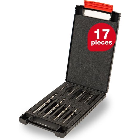 Wiha screw extractor set hex 17 pcs. I incl. spiral drill bit in box I savior of damaged or torn off screws. (03988) (1/5)