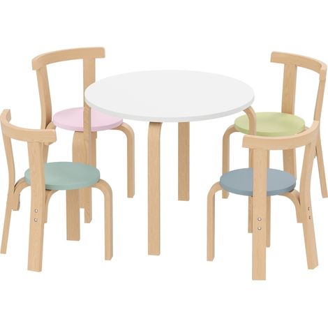 Conjunto infantil de mesa y 4 sillas de madera multicolor 60 x 60 x 50 cm HOMVRA (1/5)