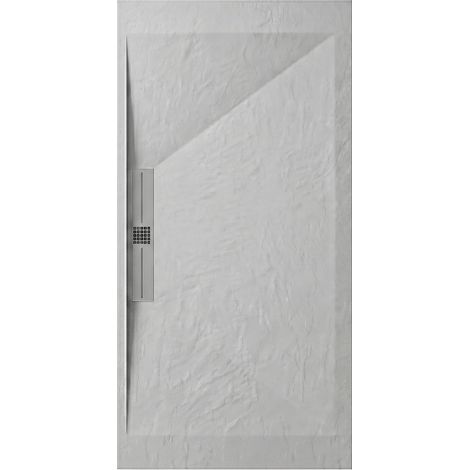 Mineralguss-Duschwanne extra flach EDIS Schieferoptik GRAU 70x170 cm