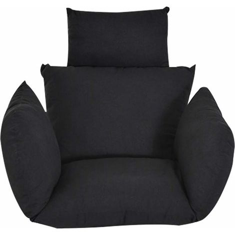 Coussin de remplacement pour fauteuil suspendu et chaise berçante - Housse noire pour siège balançoire, coussin confortable de rechange, assise pour hamac et rocking chair (1/4)