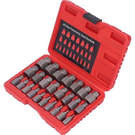 Jeu de 25 extracteurs de vis cassées, acier chromé au molybdène, pour retirer goujons et boulons hexagonaux (1/5)