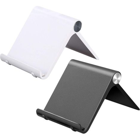 Support Téléphone - Réglable 0 À 120° En 7 Positions - Pour Smartphone Et Tablettes - Bureau Maison Bureau - Noir Blanc - 2 Pièces (1/5)
