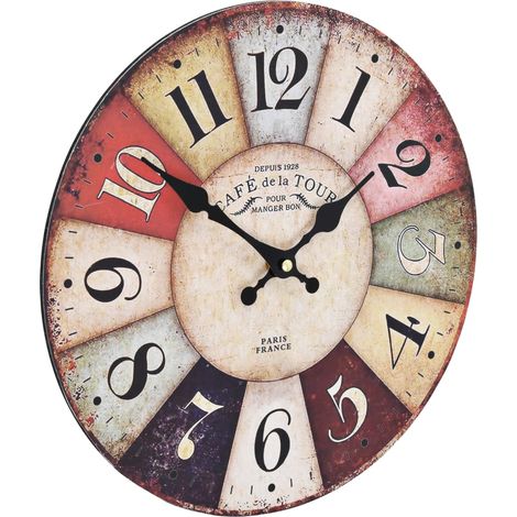 INLIFE Horloge murale vintage 30 cm Colorée (1/5)