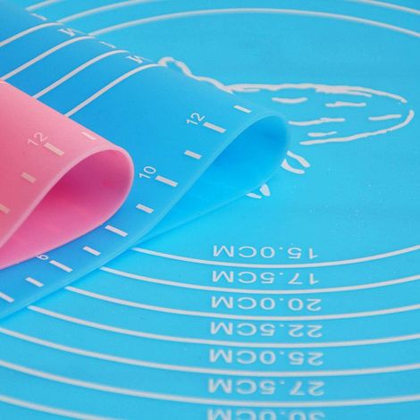 Set di 2 tappetini in silicone antiscivolo per impasti, grandi tappetini antiaderenti per cuocere, fondente, torte, pizze, pane. (1/5)