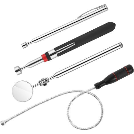 Telescopic Magnetic Tools, 4 Pcs Telescopic Magnetic Pickup Tool, Round Inspection Mirror, for Picking Up Small Parts, Metal Objects, Car Parts (1.5 LB 5LB) (1/5)