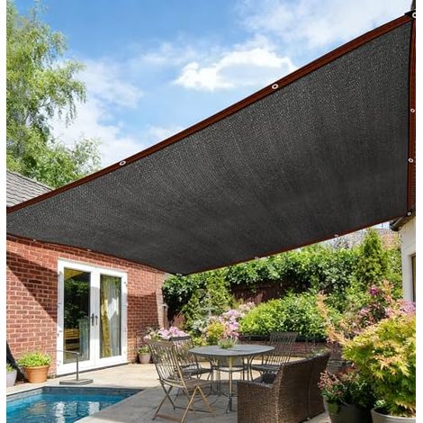 Filet d'Ombrage 2 x 2 m Noir, Taux d'Ombrage 90 %, Brise-Vue Extérieur en HDPE avec Œillets Métalliques, Protection Solaire pour Balcon, Terrasse, Jardin, Serre et Carport (1/4)