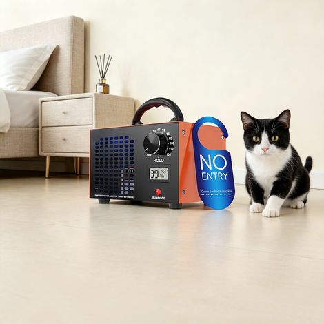 Ozon Generator 60.000 mg/h, LCD-Display, Timer 1-120 Min, Luftreiniger für Zuhause, Büro, Auto, 320 m² Fläche (1/5)