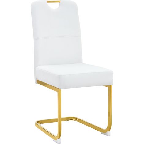 GagaLot de 2 chaises de salle à manger blanches, ressorts intégrés (1/5)
