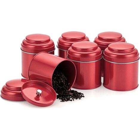 Caja para té - Juego de 6 piezas - Soporte metálico para tuercas - Excelente cierre - Ideal para guardar té, café y galletas - Color negro (1/5)